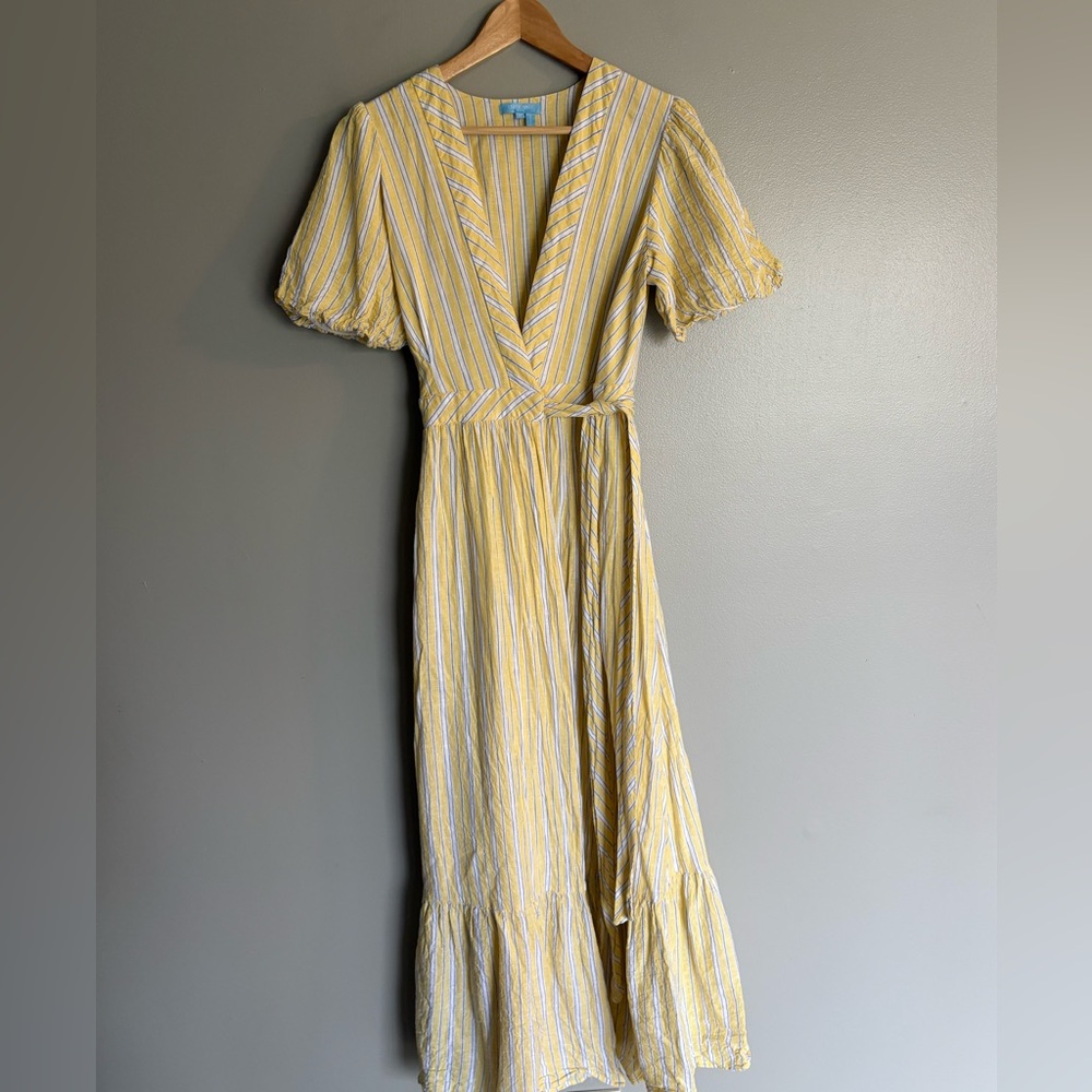 Draper James Yellow and White Striped Midi Dress